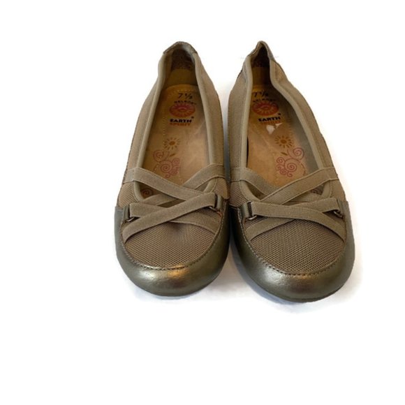 Earth Spirit Leather Gelron Gold Metallic Flats womens shoe size 7.5 - Picture 2 of 3
